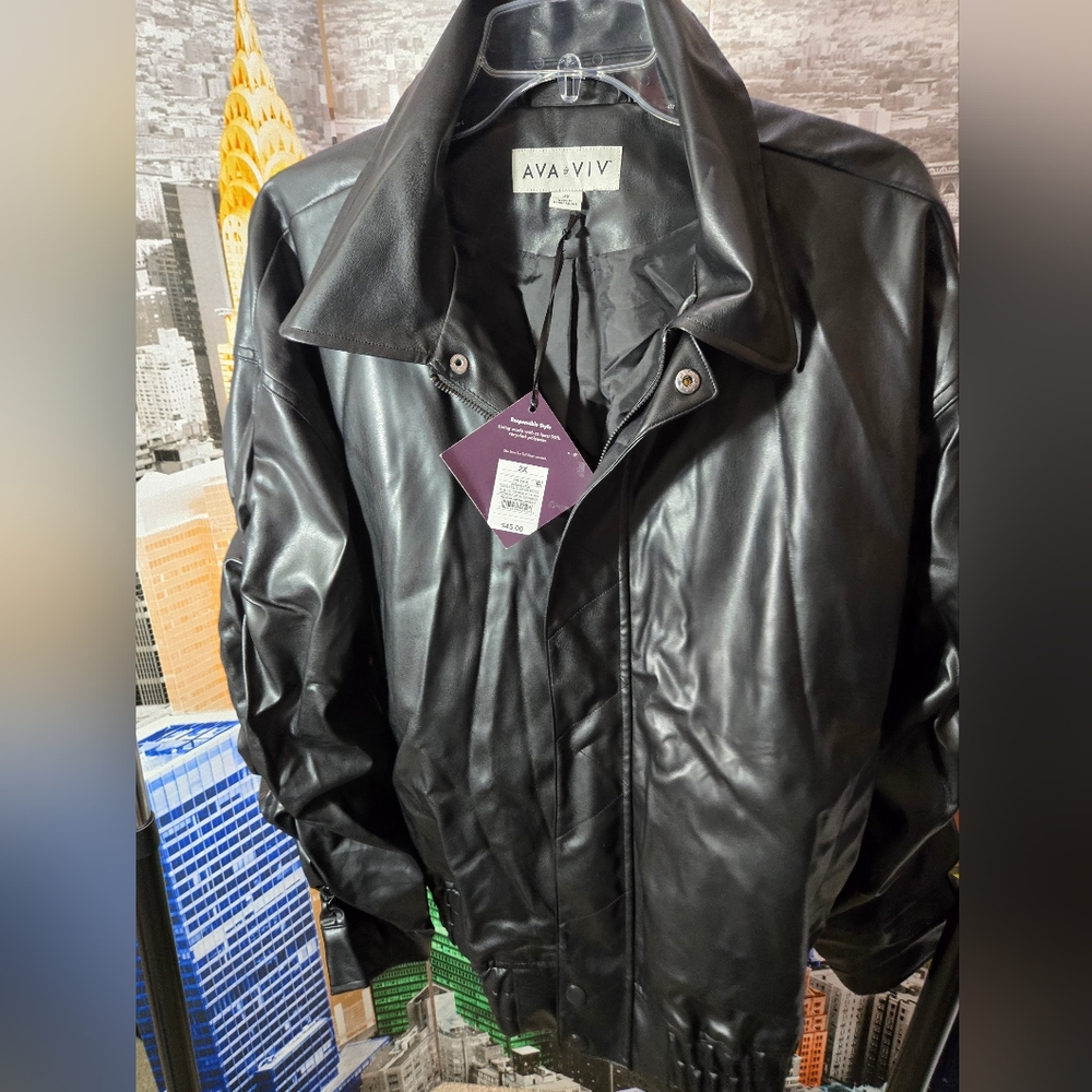 AVA & VIV-Black Faux leather jacket (NWT)